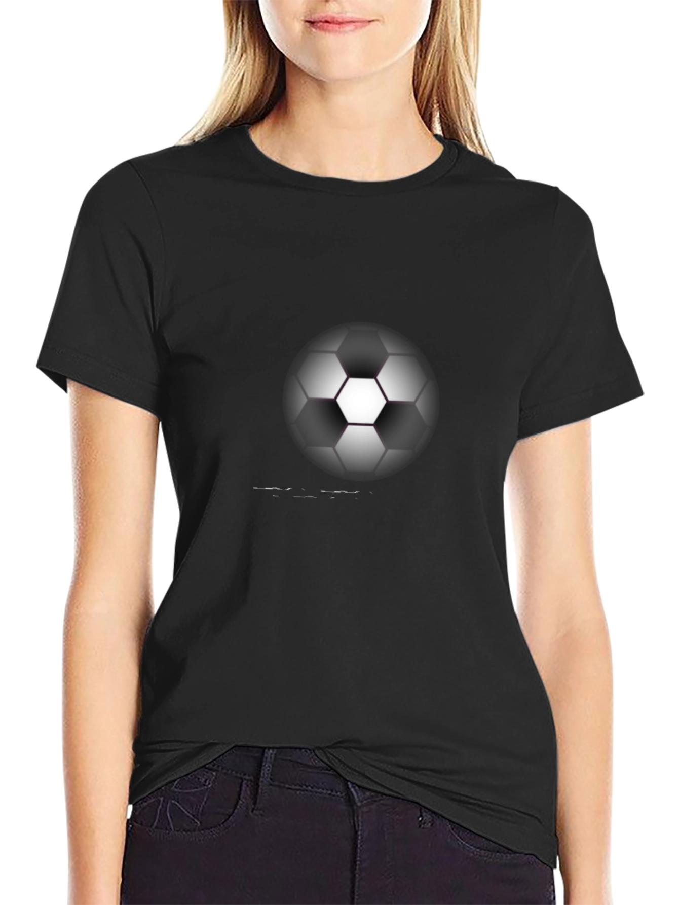 Soccer Ball Graphic Tee - Black Cotton Comfort