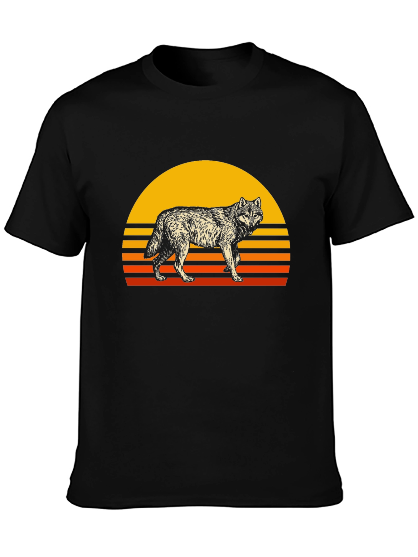 Retro Wolf Graphic Tee - Black