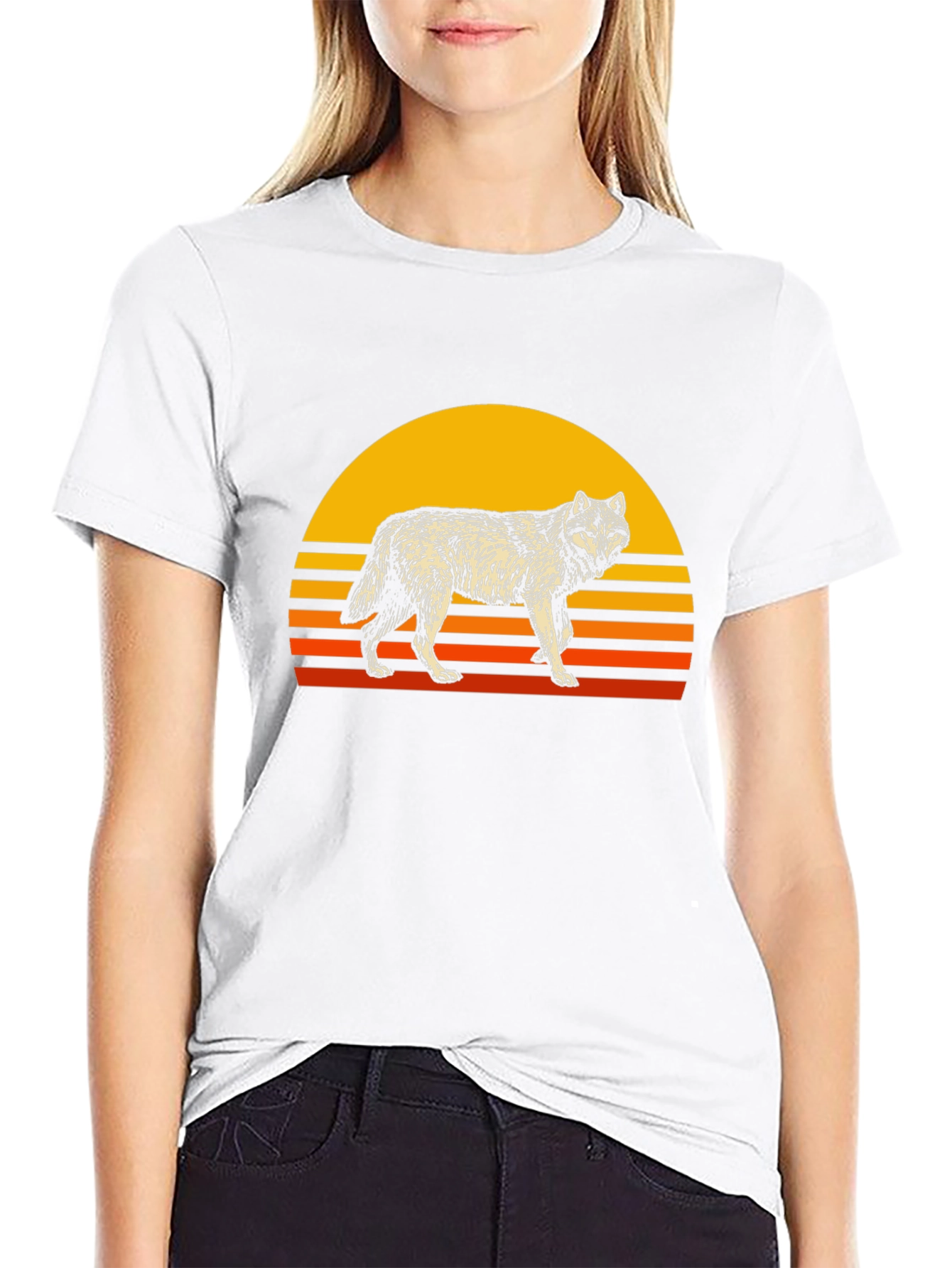Retro Wolf Graphic Tee - Black