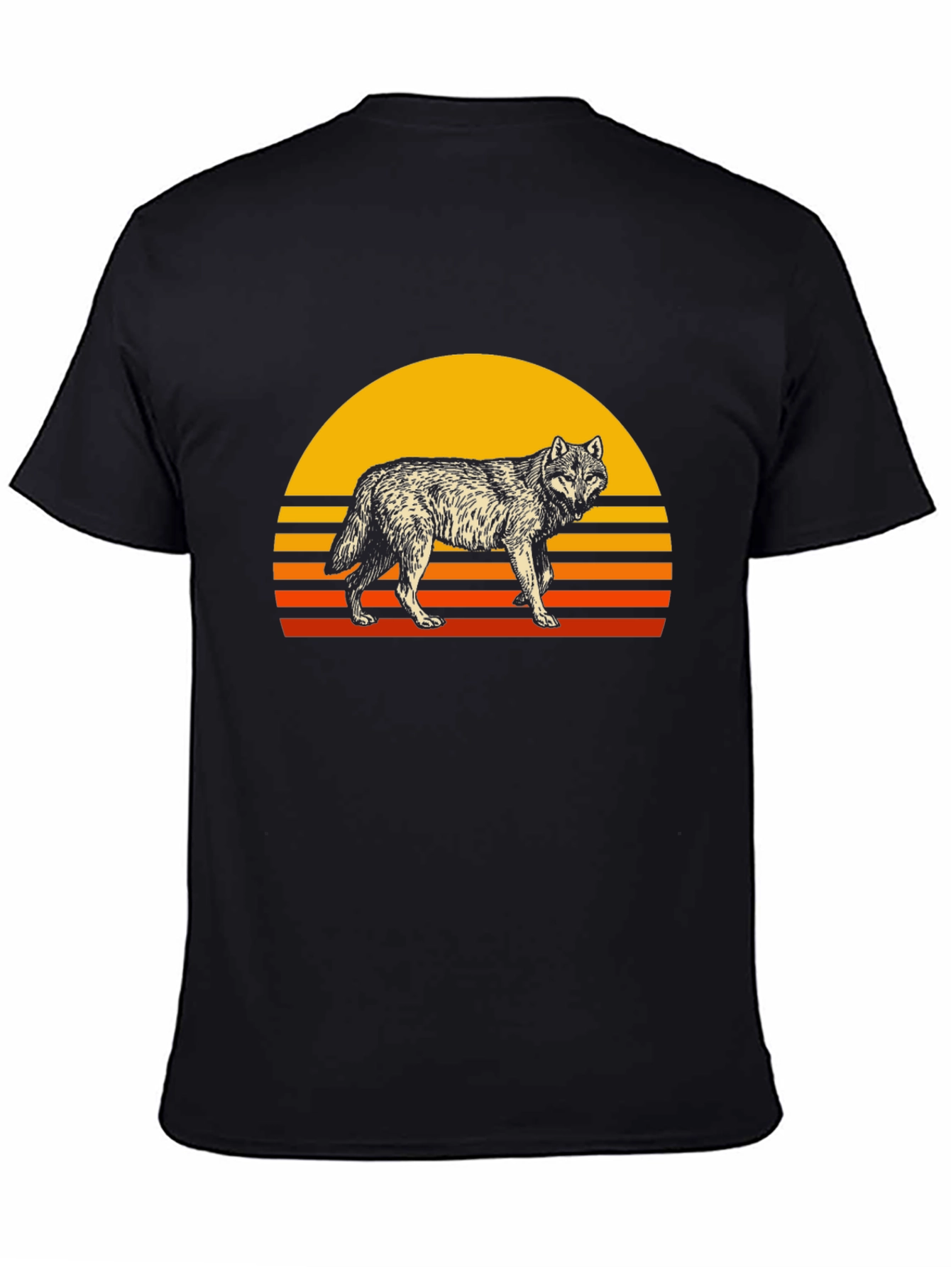 Retro Wolf Graphic Tee - Black