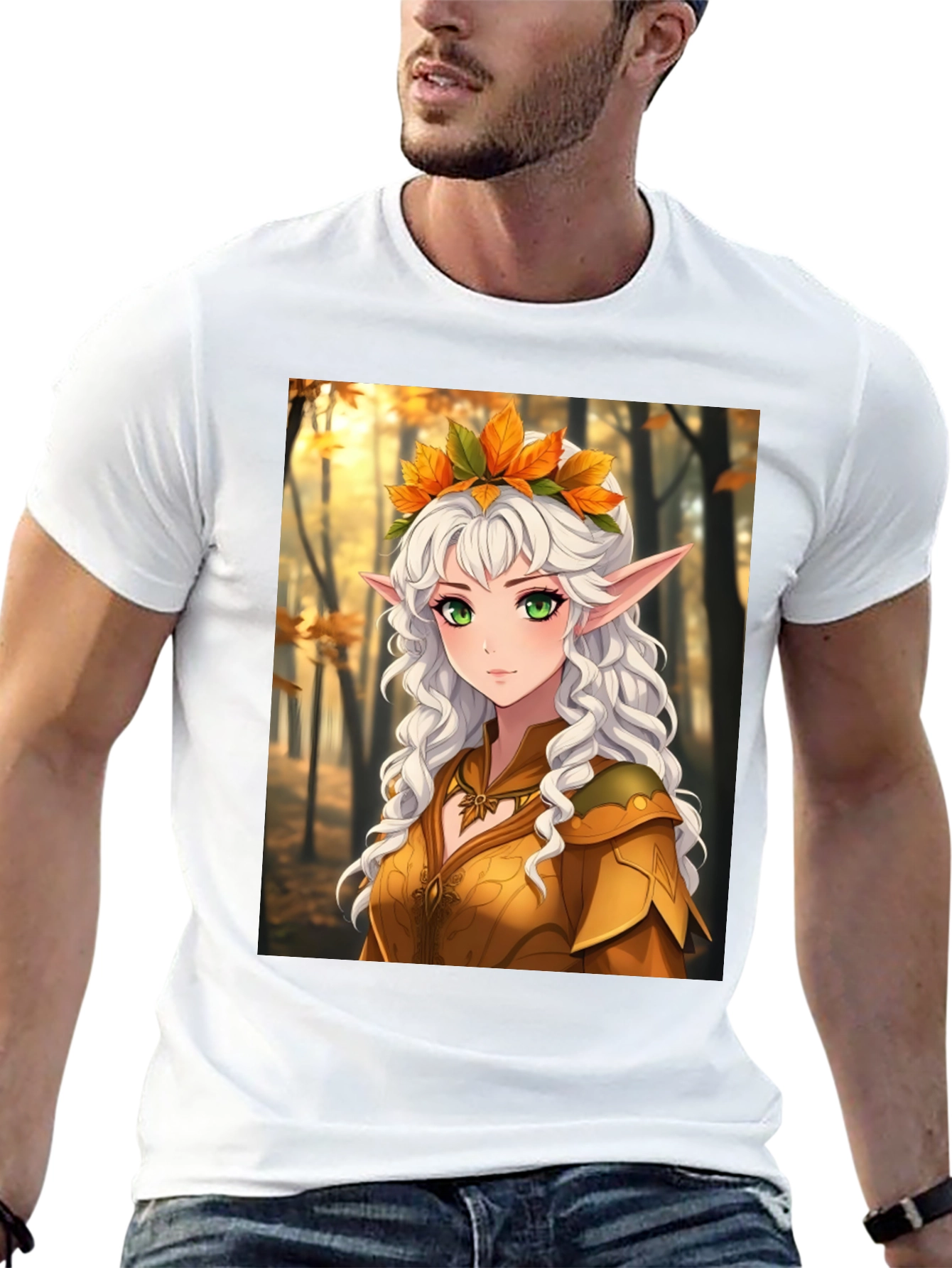 Autumn Elf Graphic Tee - Fantasy Style T-Shirt