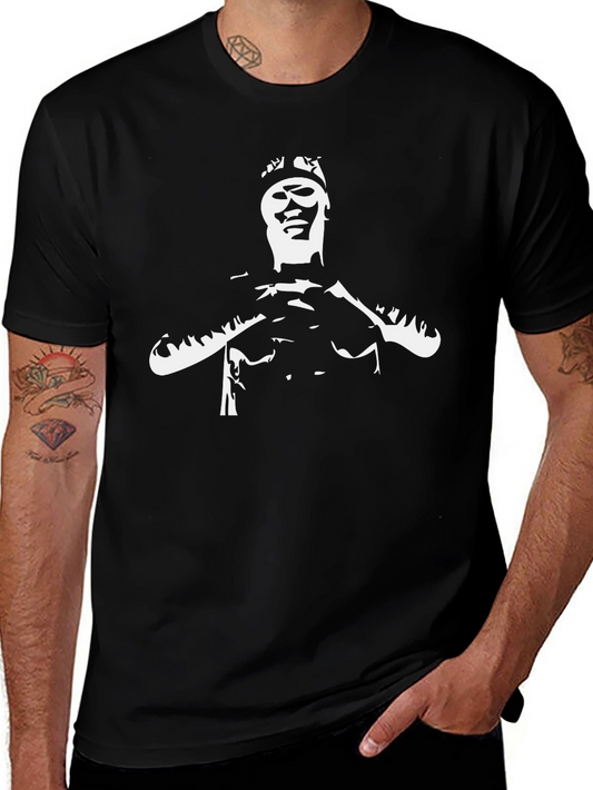 Black Graphic Tee - Action Hero Silhouette