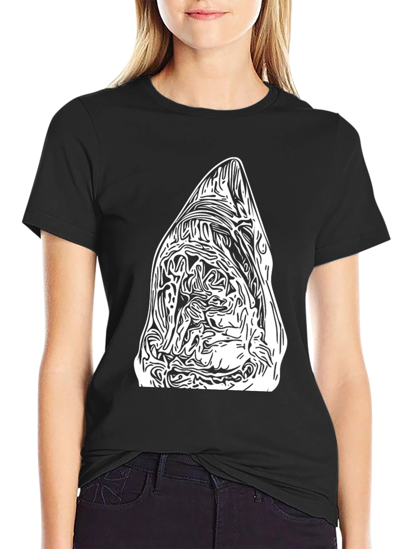 Abstract Graphic Tee - Black Cotton Blend