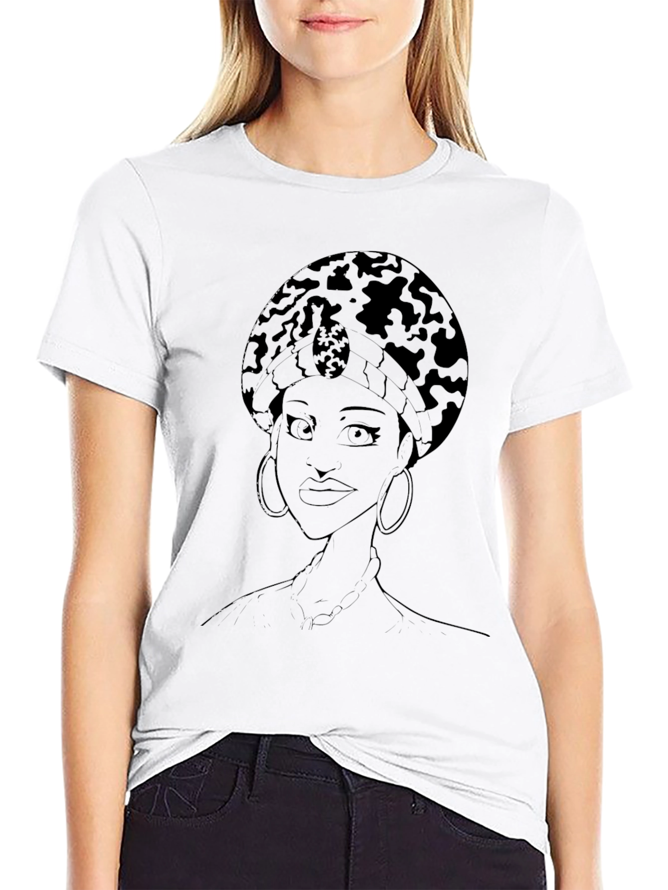 Afro Queen Graphic Tee - Stylish Black T-Shirt