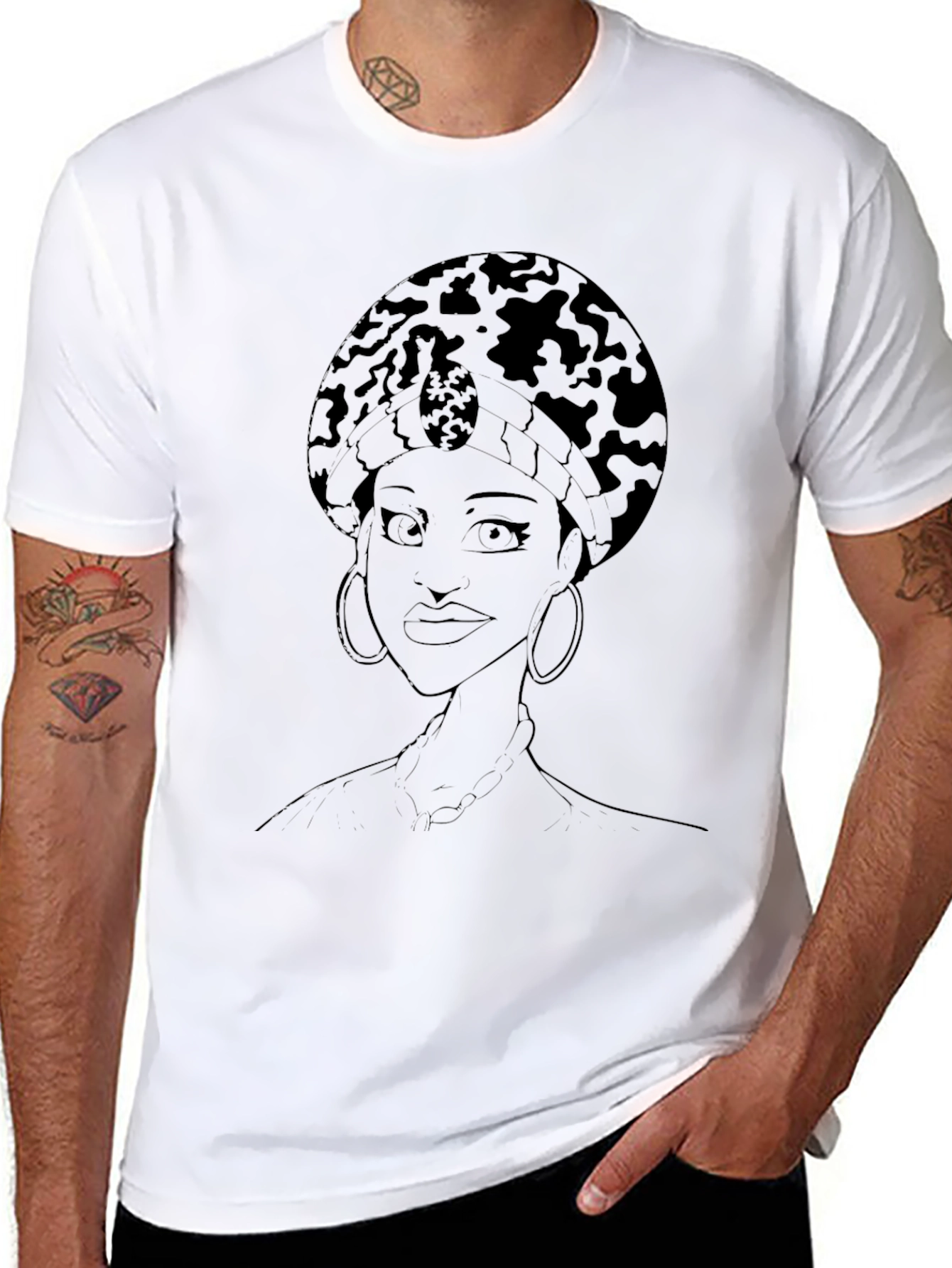 Afro Queen Graphic Tee - Stylish Black T-Shirt