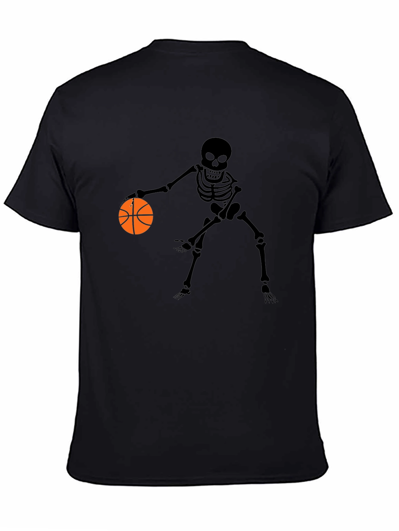 Skeleton Basketball Player Graphic Tee - Black
