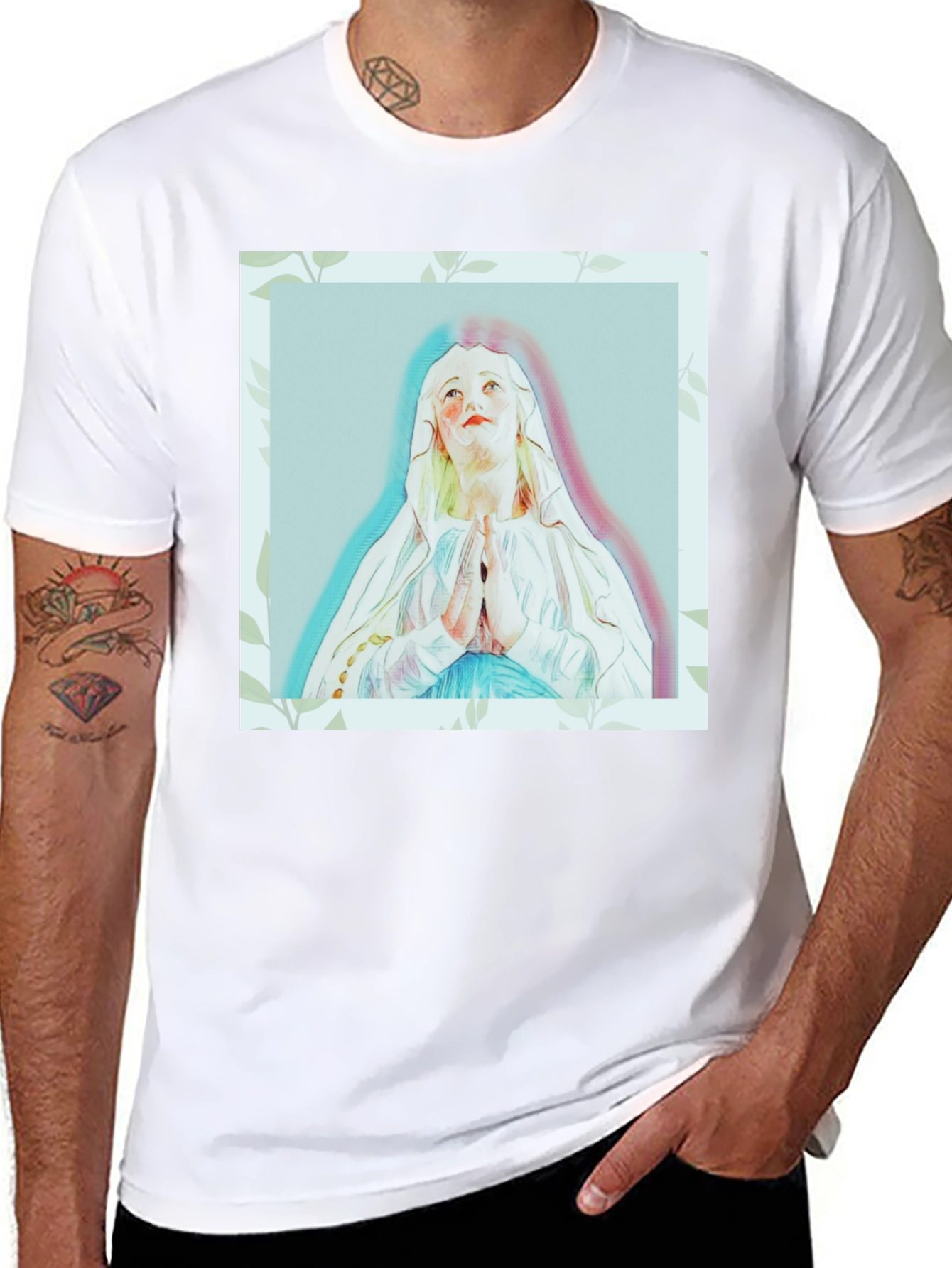 Religious Art T-Shirt - Virgin Mary Graphic Tee