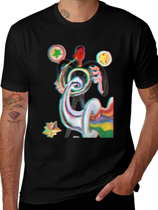 Abstract Graphic Print Black Tee