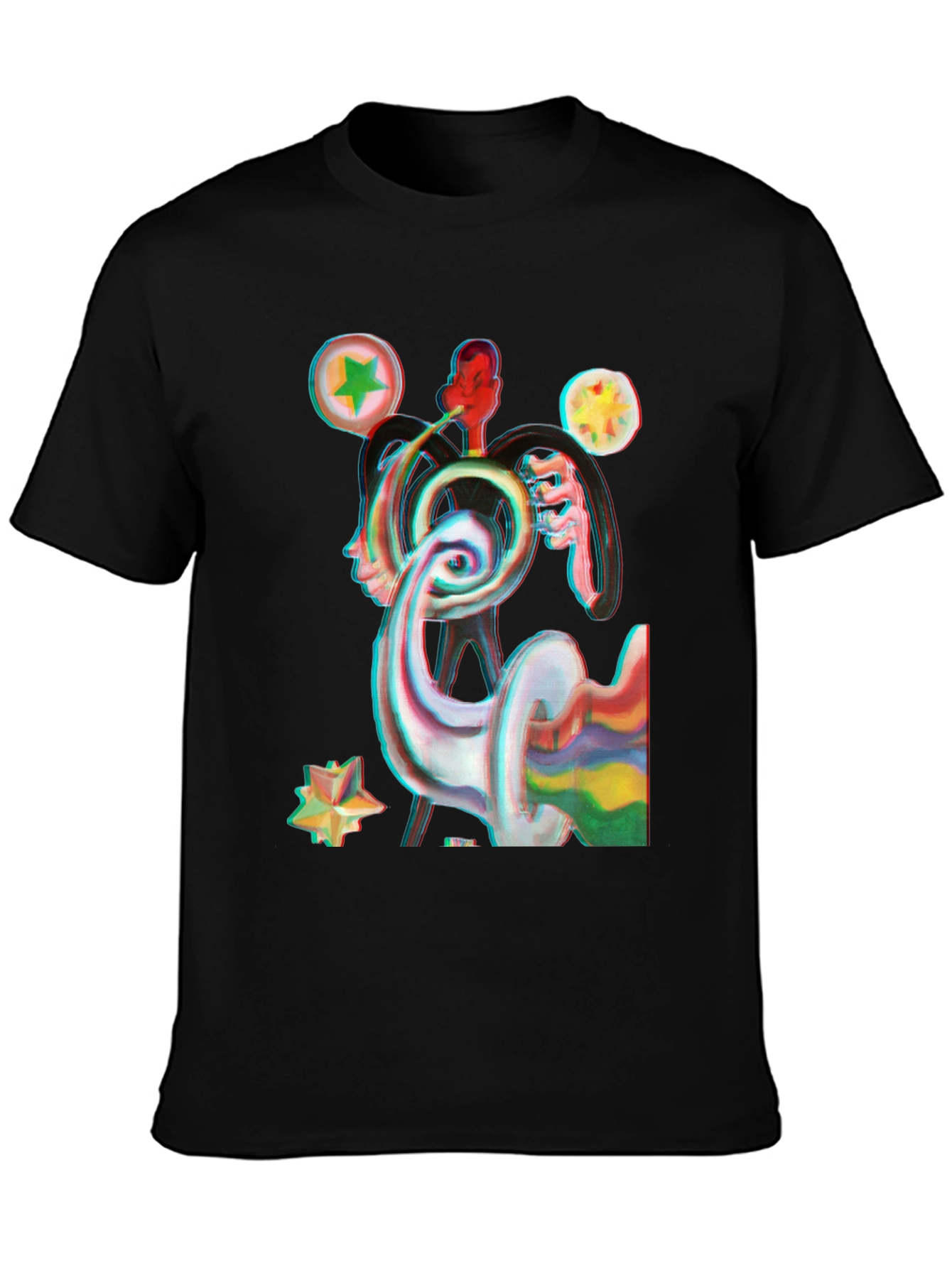 Abstract Graphic Print Black Tee