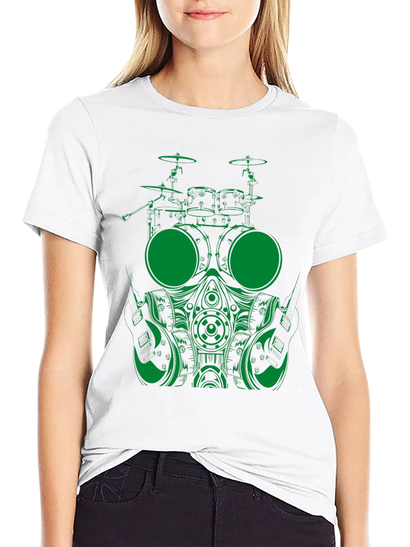 Drummer Gas Mask Graphic Tee - Black