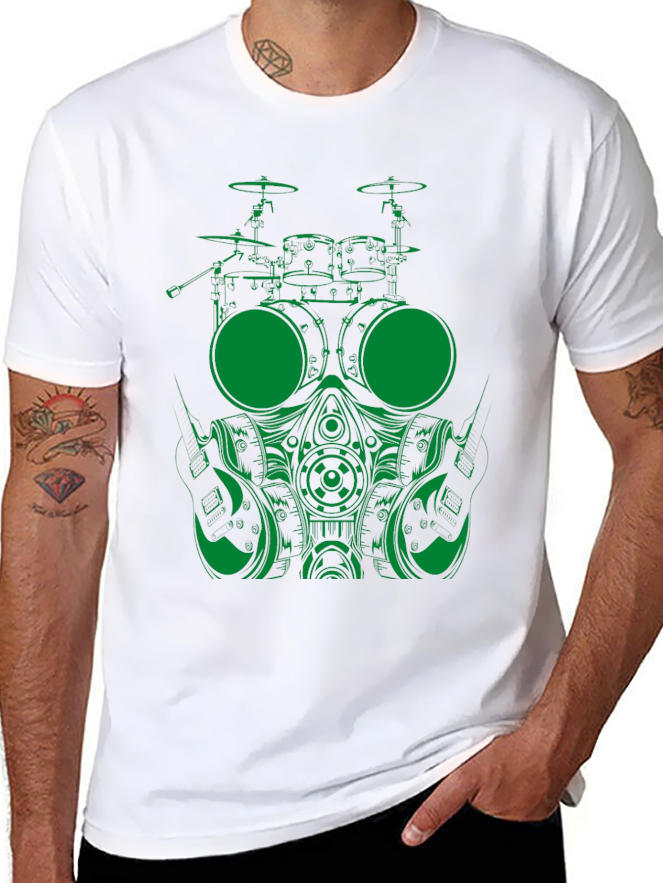 Drummer Gas Mask Graphic Tee - Black