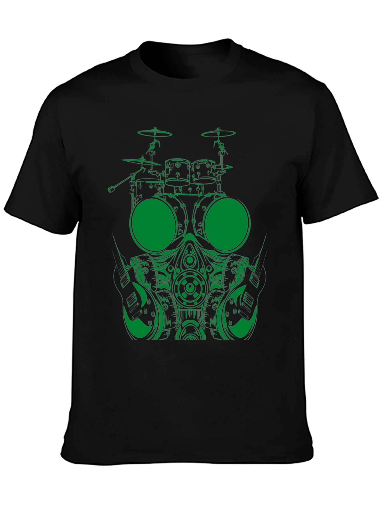 Drummer Gas Mask Graphic Tee - Black