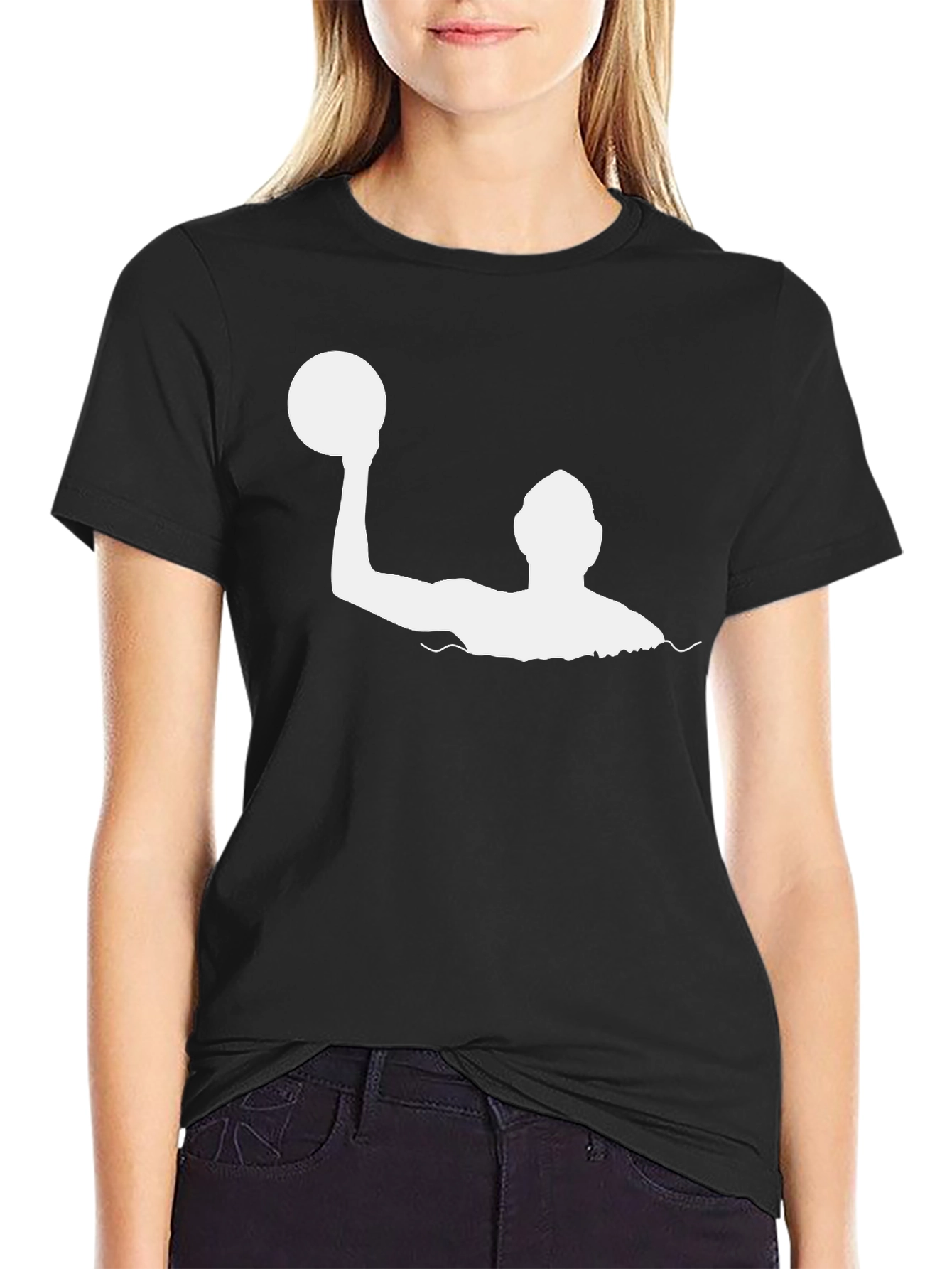 Water Polo Player Graphic Tee - Black Cotton T-Shirt
