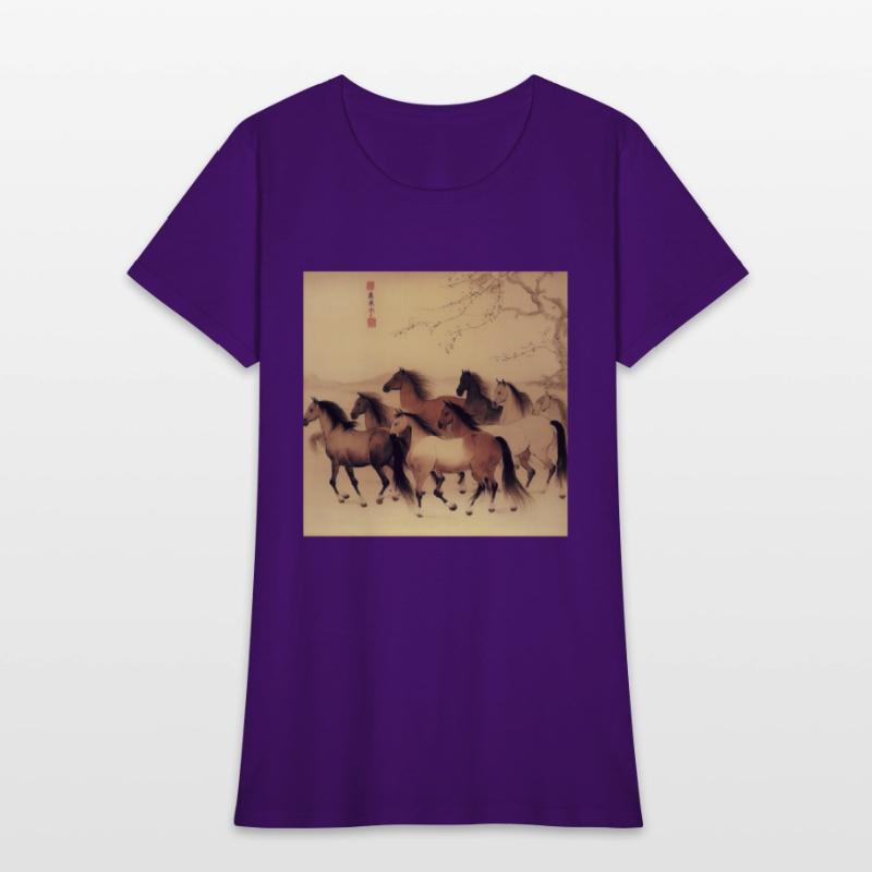 large Chinese painting horses in motion