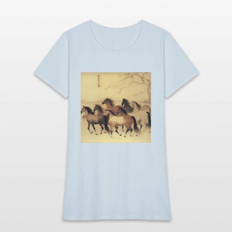 large Chinese painting horses in motion