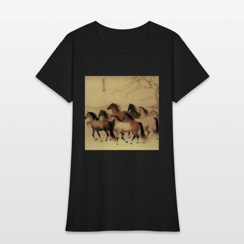 large Chinese painting horses in motion