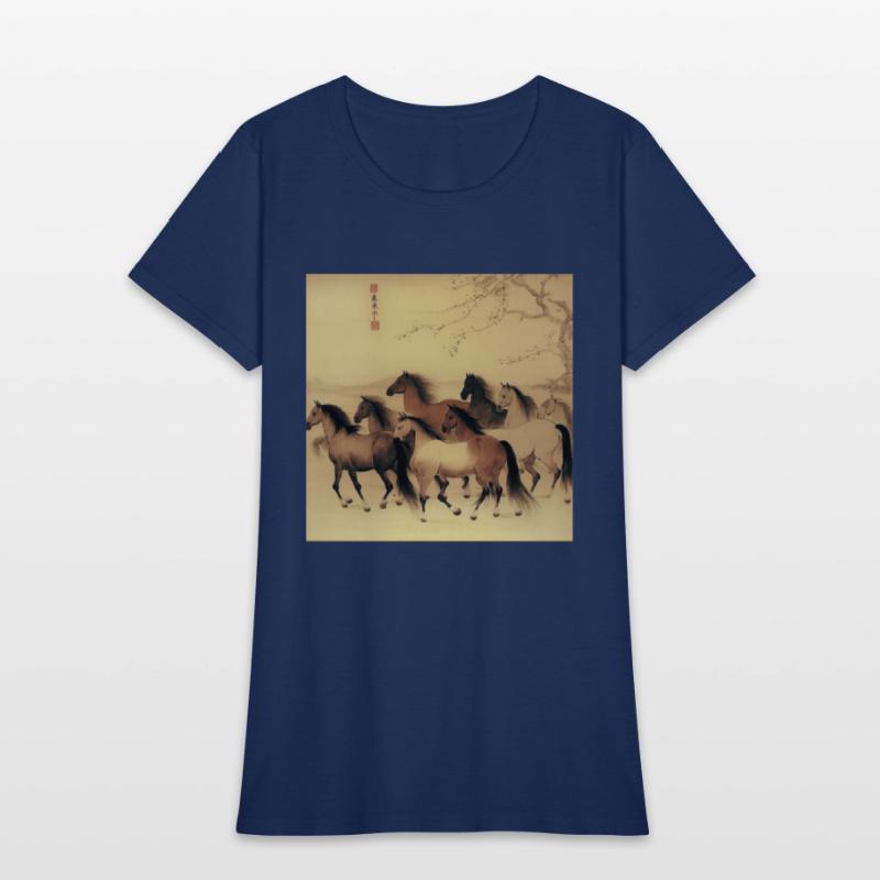 large Chinese painting horses in motion