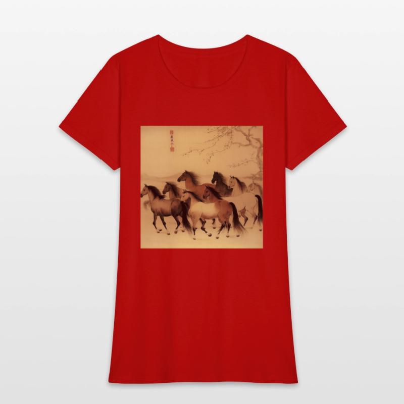 large Chinese painting horses in motion