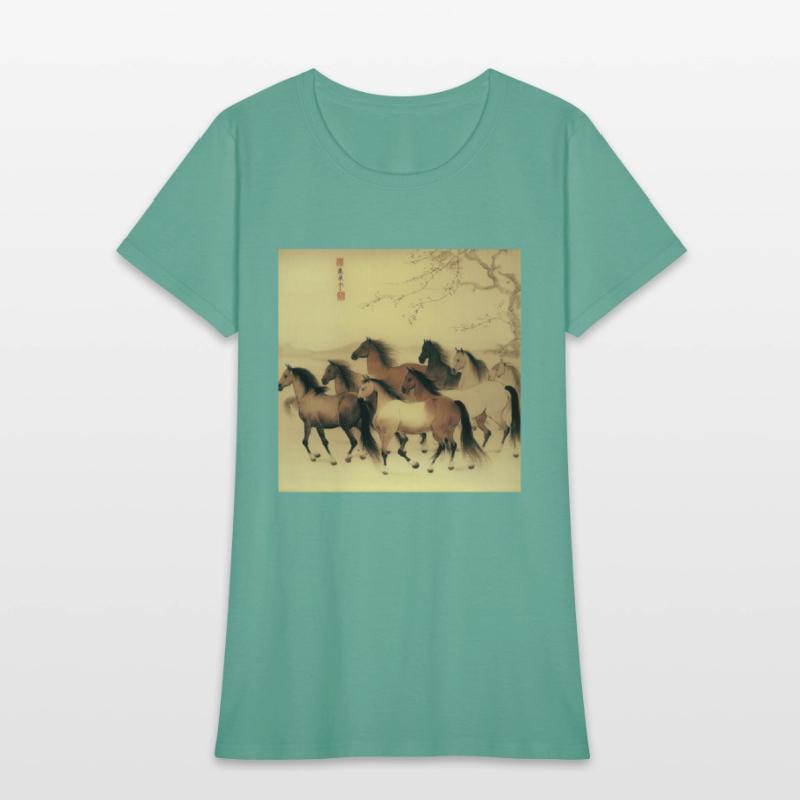 large Chinese painting horses in motion