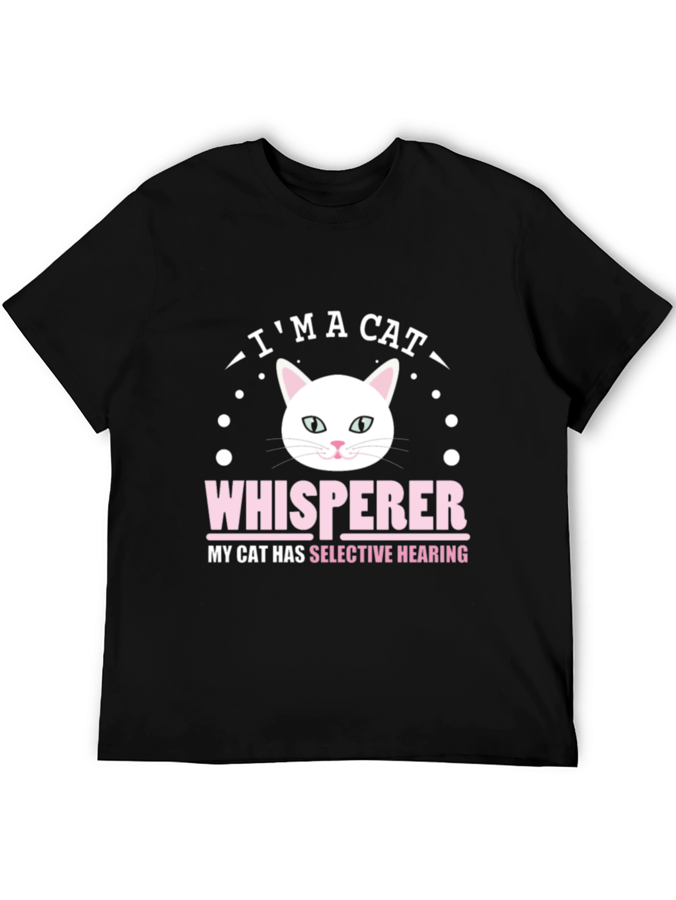 Cat Whisperer Graphic Tee - Black Cotton T-Shirt
