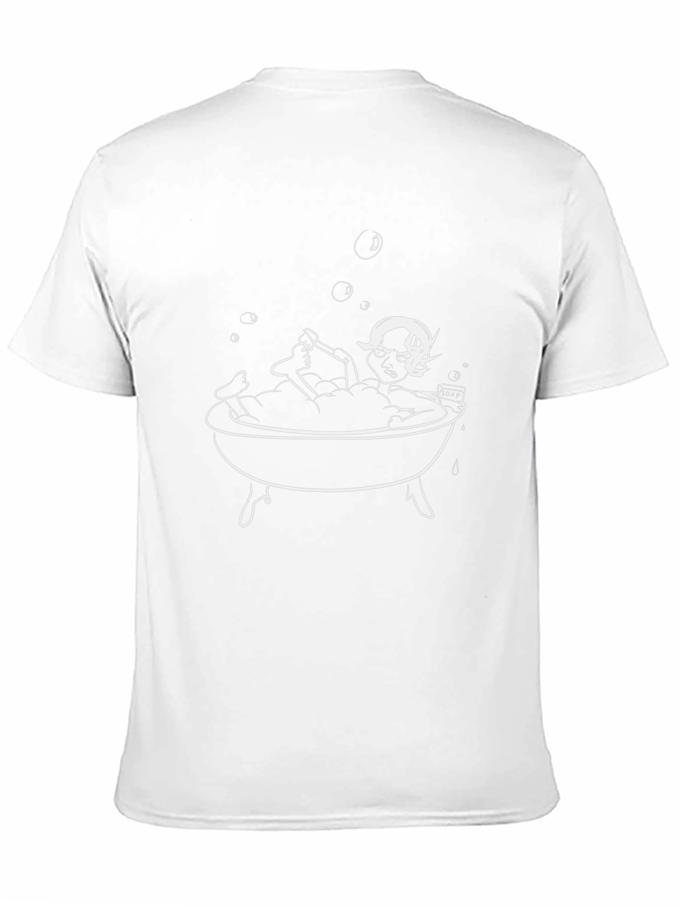 Fun Cartoon Bath Time T-Shirt - Black Cotton Blend