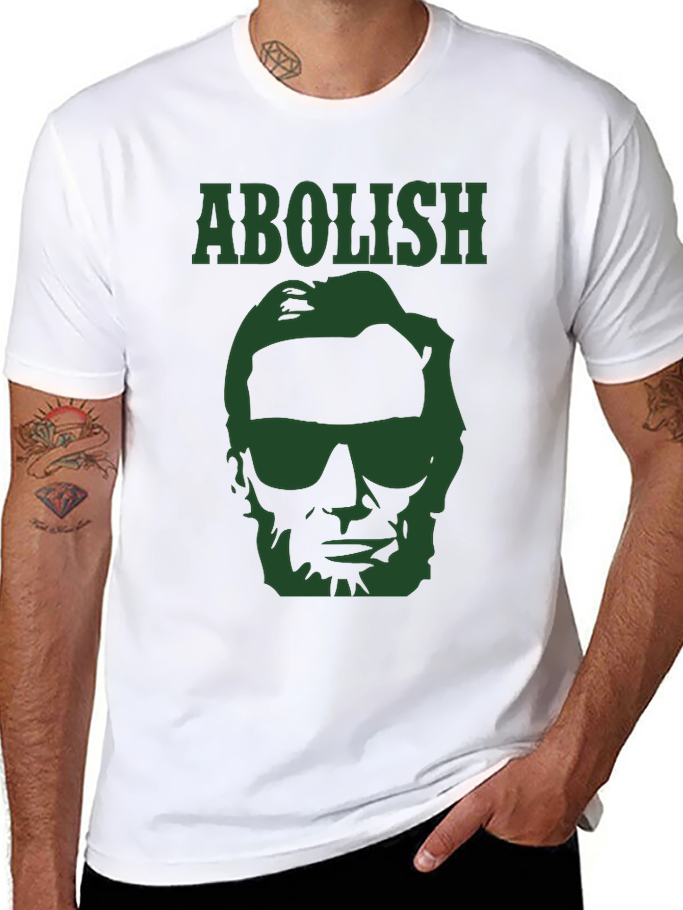 Abolish Lincoln T-Shirt - Green Graphic Print Tee