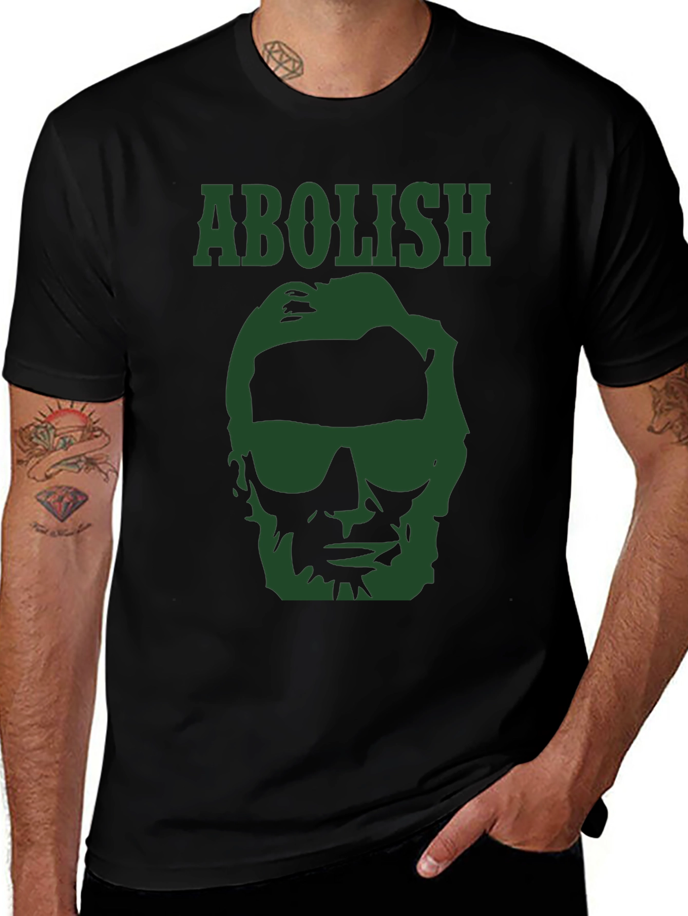 Abolish Lincoln T-Shirt - Green Graphic Print Tee