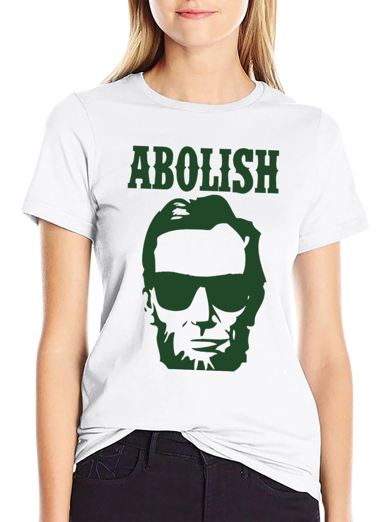 Abolish Lincoln T-Shirt - Green Graphic Print Tee