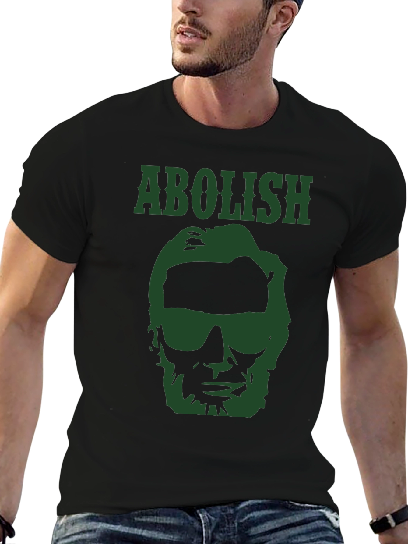 Abolish Lincoln T-Shirt - Green Graphic Print Tee