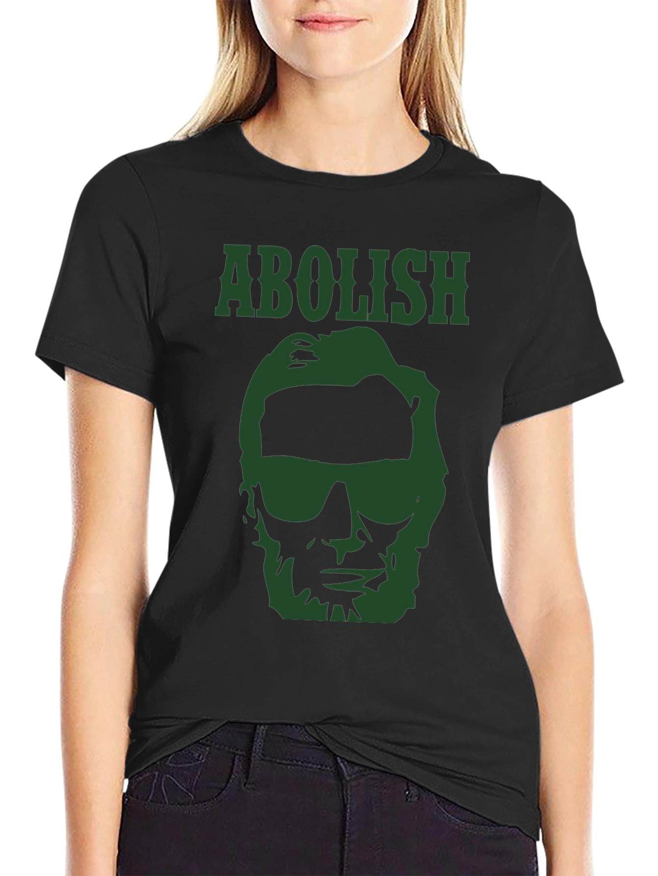 Abolish Lincoln T-Shirt - Green Graphic Print Tee