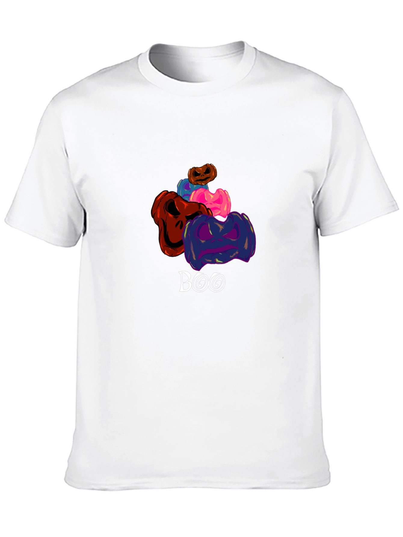 Halloween Pumpkins Boo Graphic Tee - Black