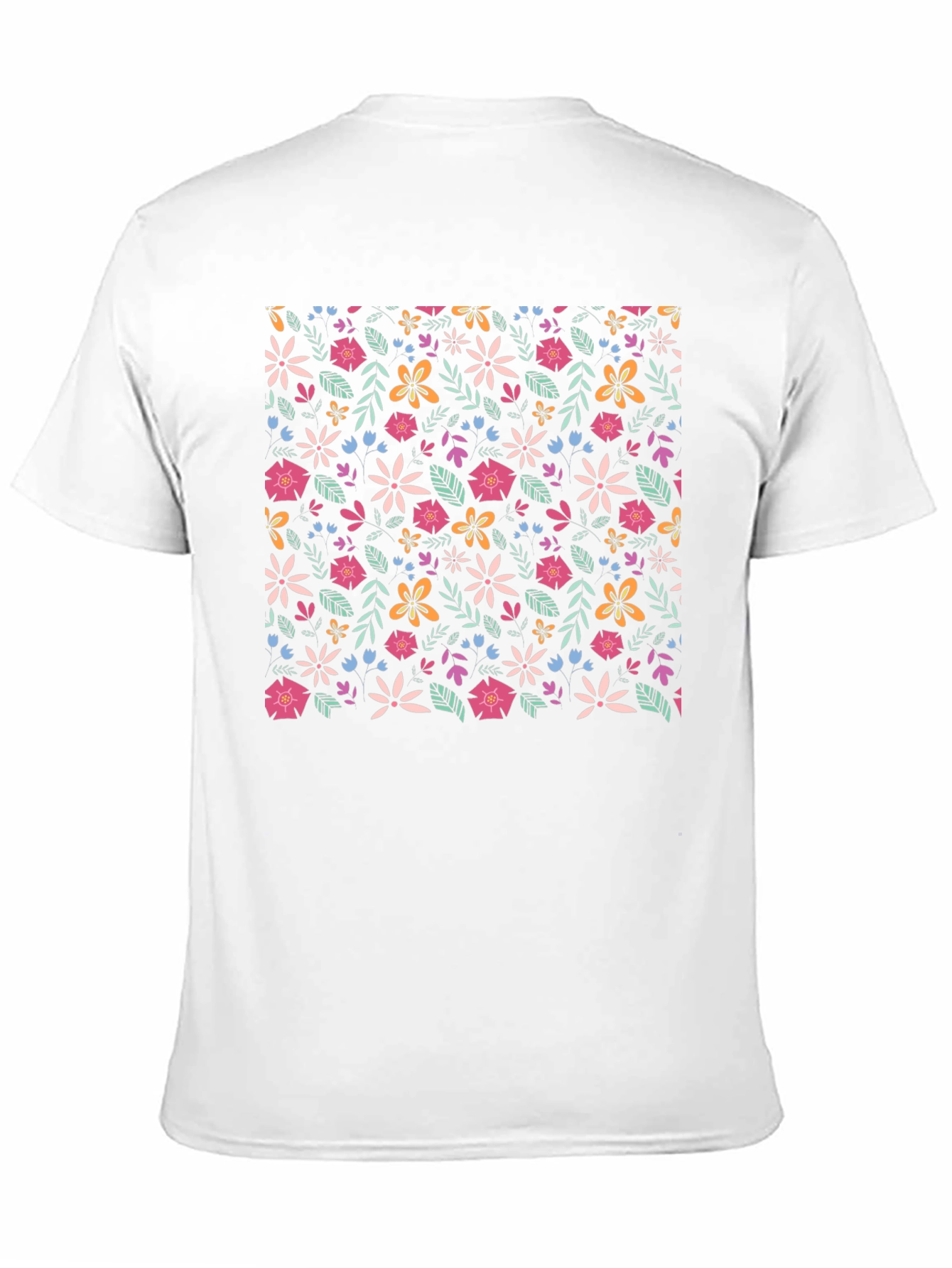Floral Print T-Shirt - Black Crew Neck