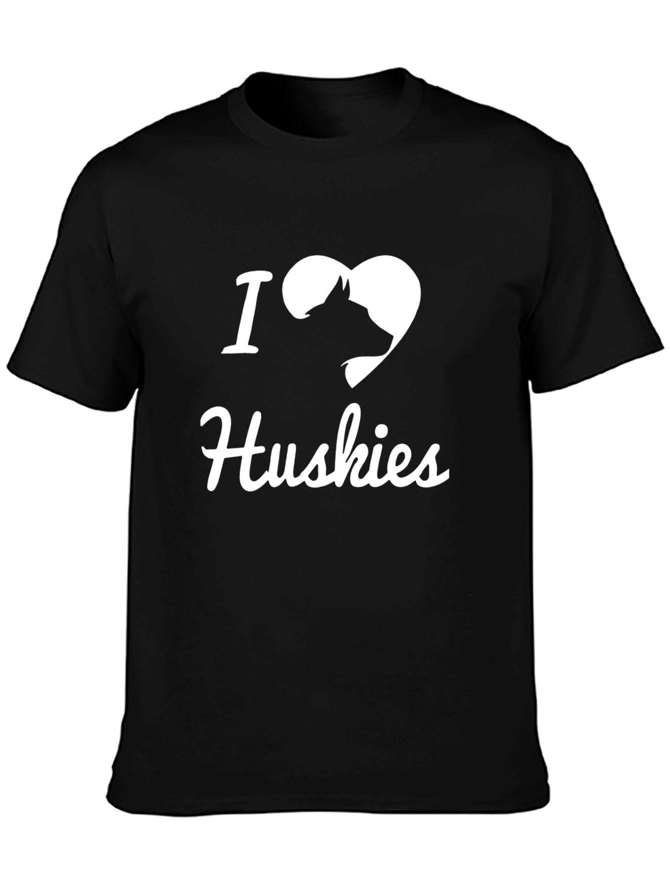 I Love Huskies T-Shirt - Black