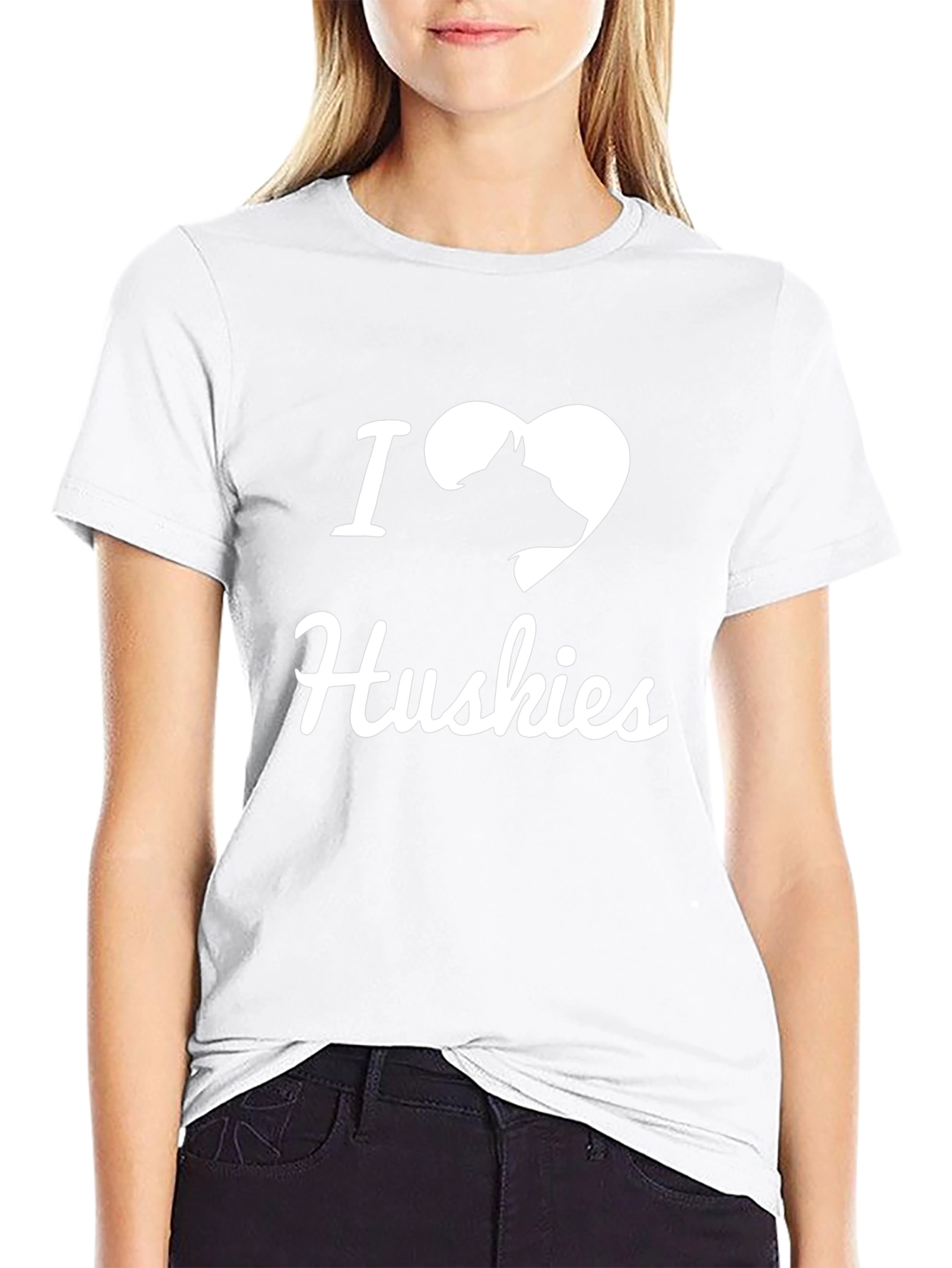 I Love Huskies T-Shirt - Black