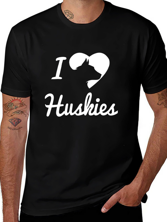 I Love Huskies T-Shirt - Black