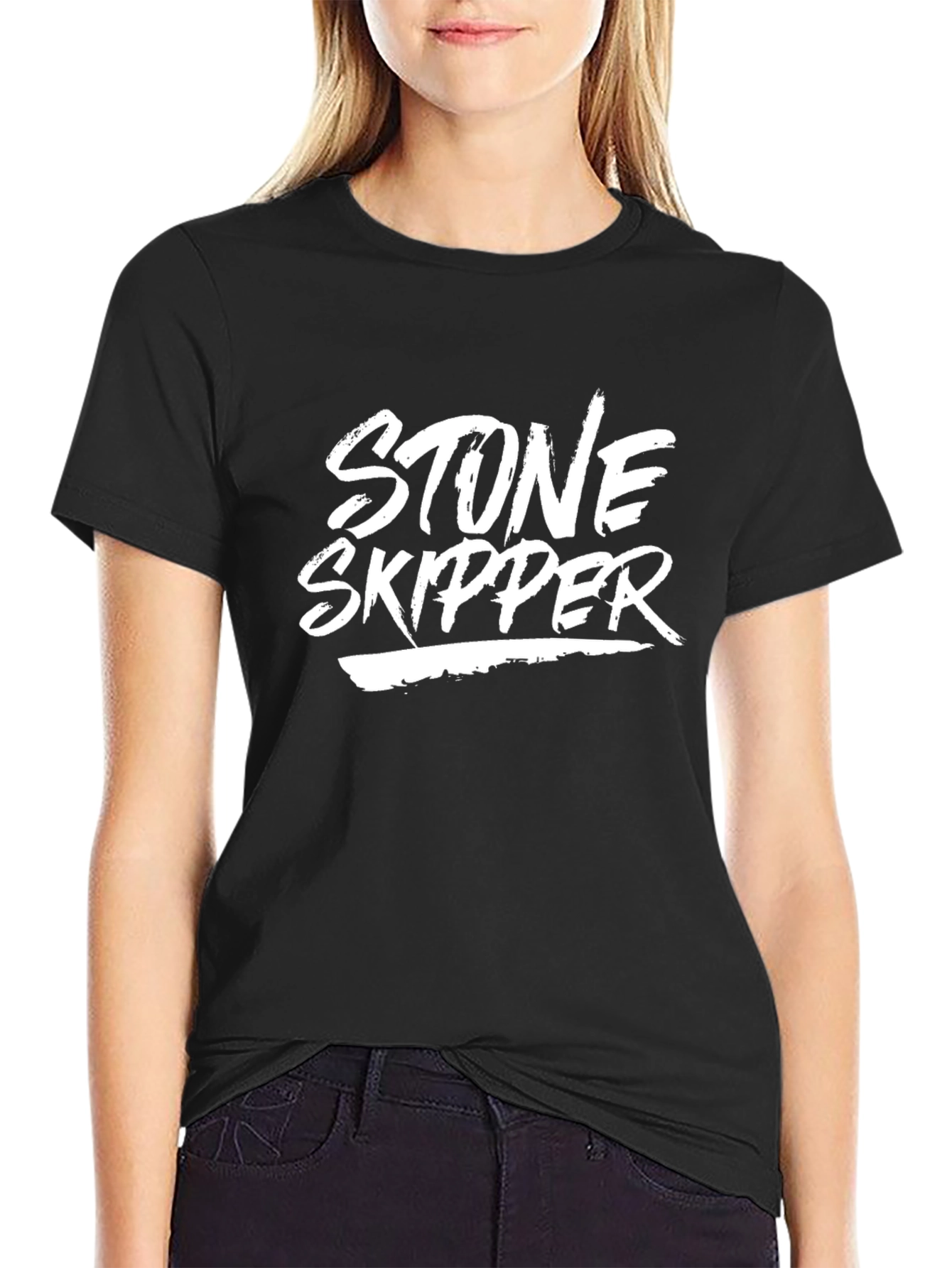 Stone Skipper Graphic Tee - Classic Black Cotton T-Shirt