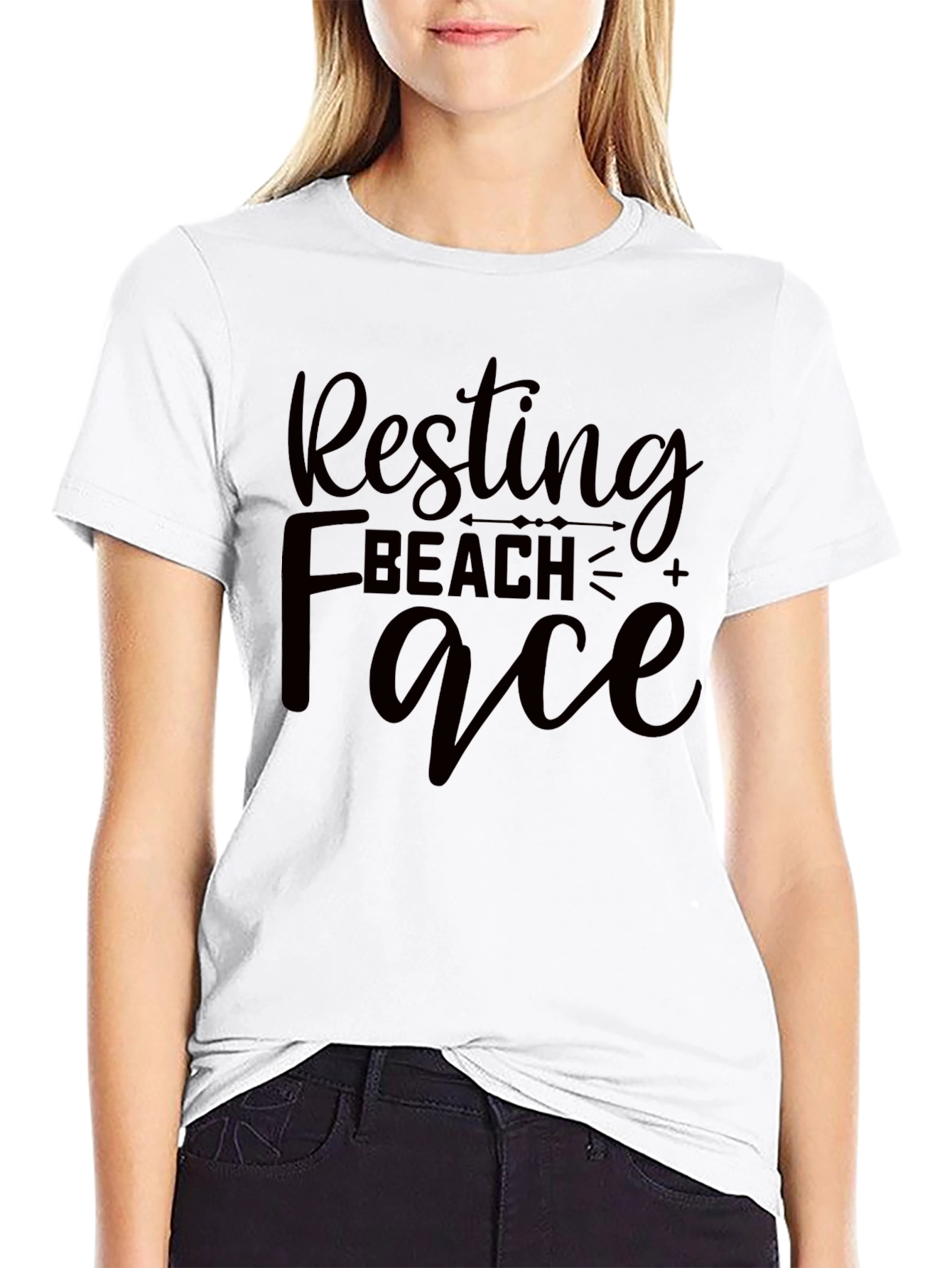 Resting Beach Face Black T-Shirt
