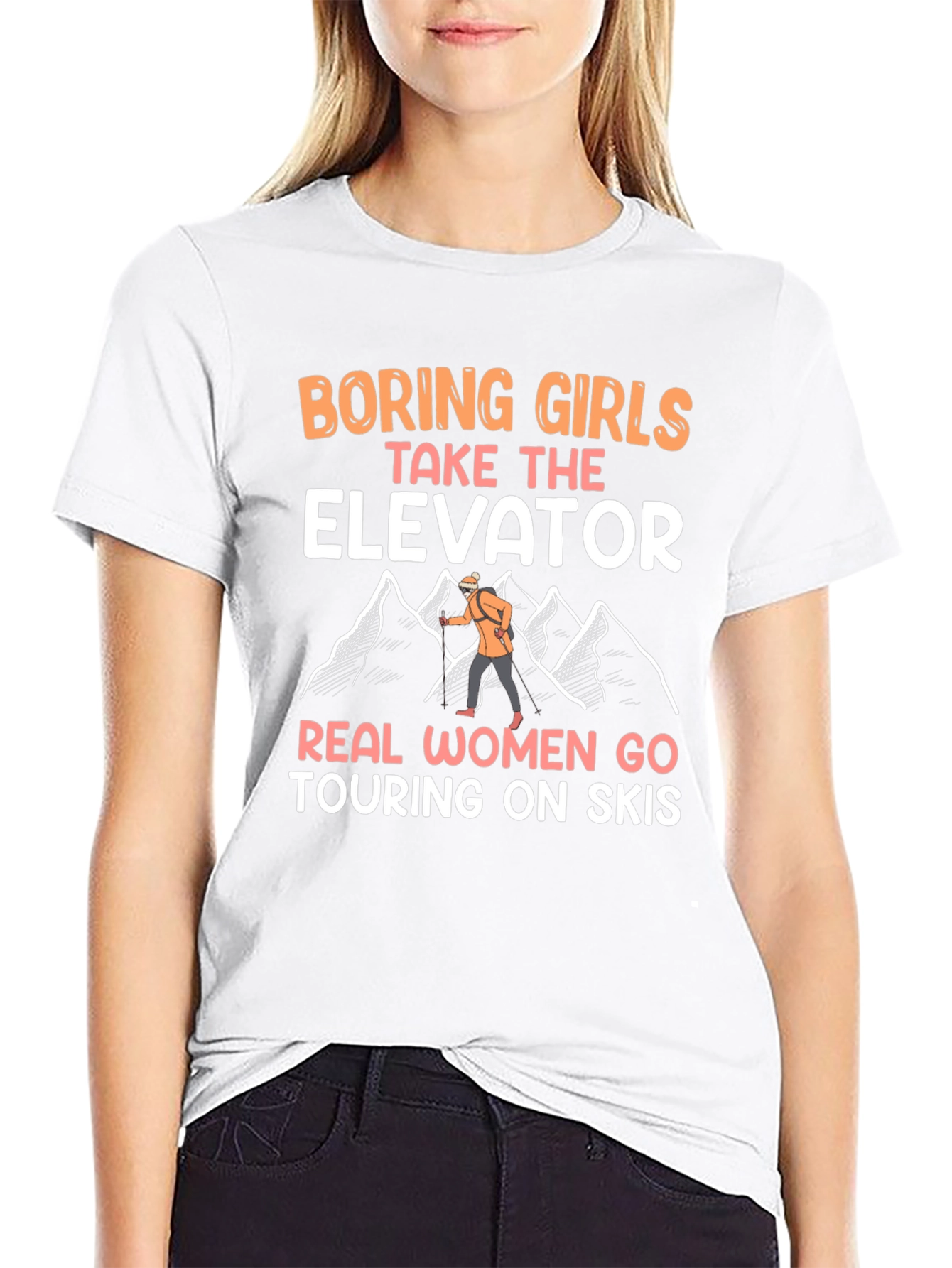 Funny Ski Touring Womens T-Shirt