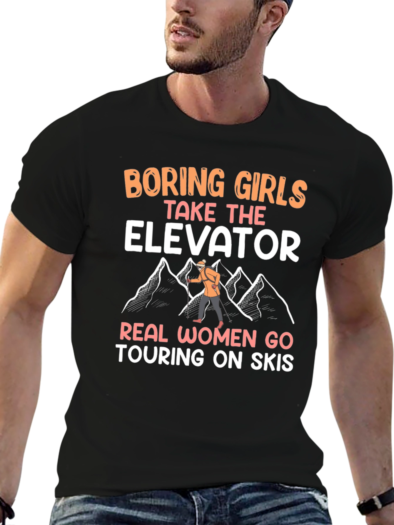 Funny Ski Touring Womens T-Shirt