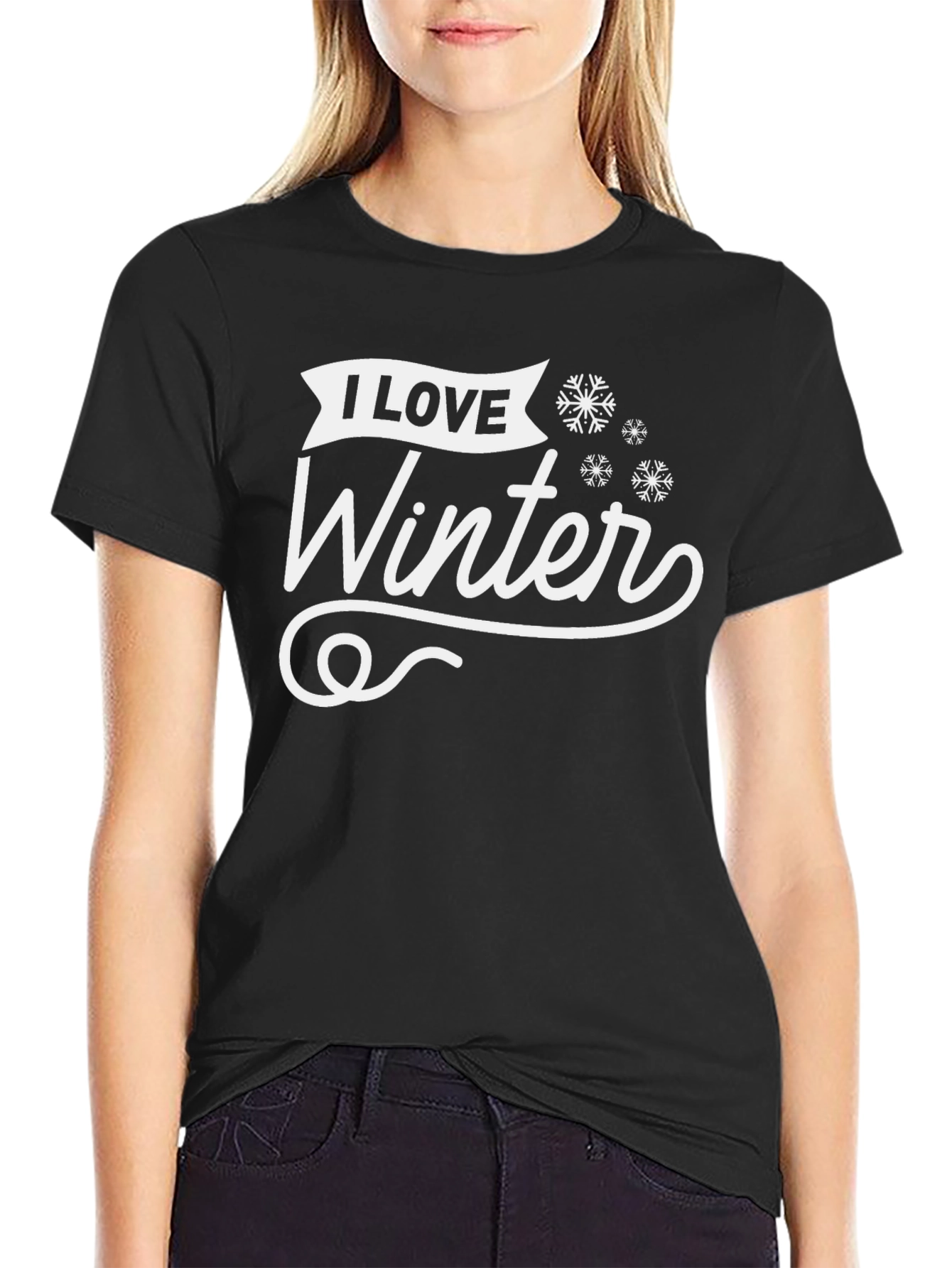I Love Winter Black T-Shirt