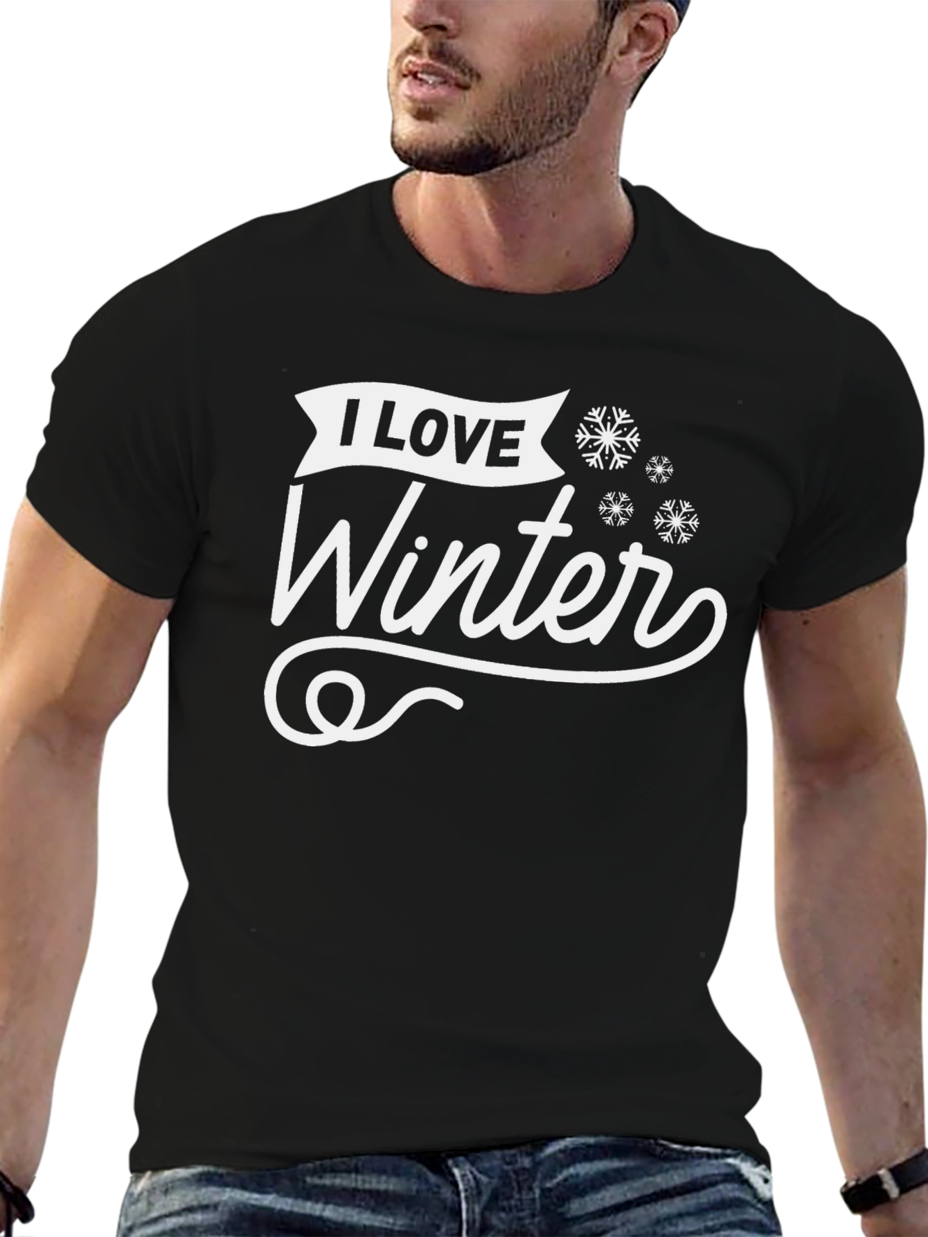 I Love Winter Black T-Shirt