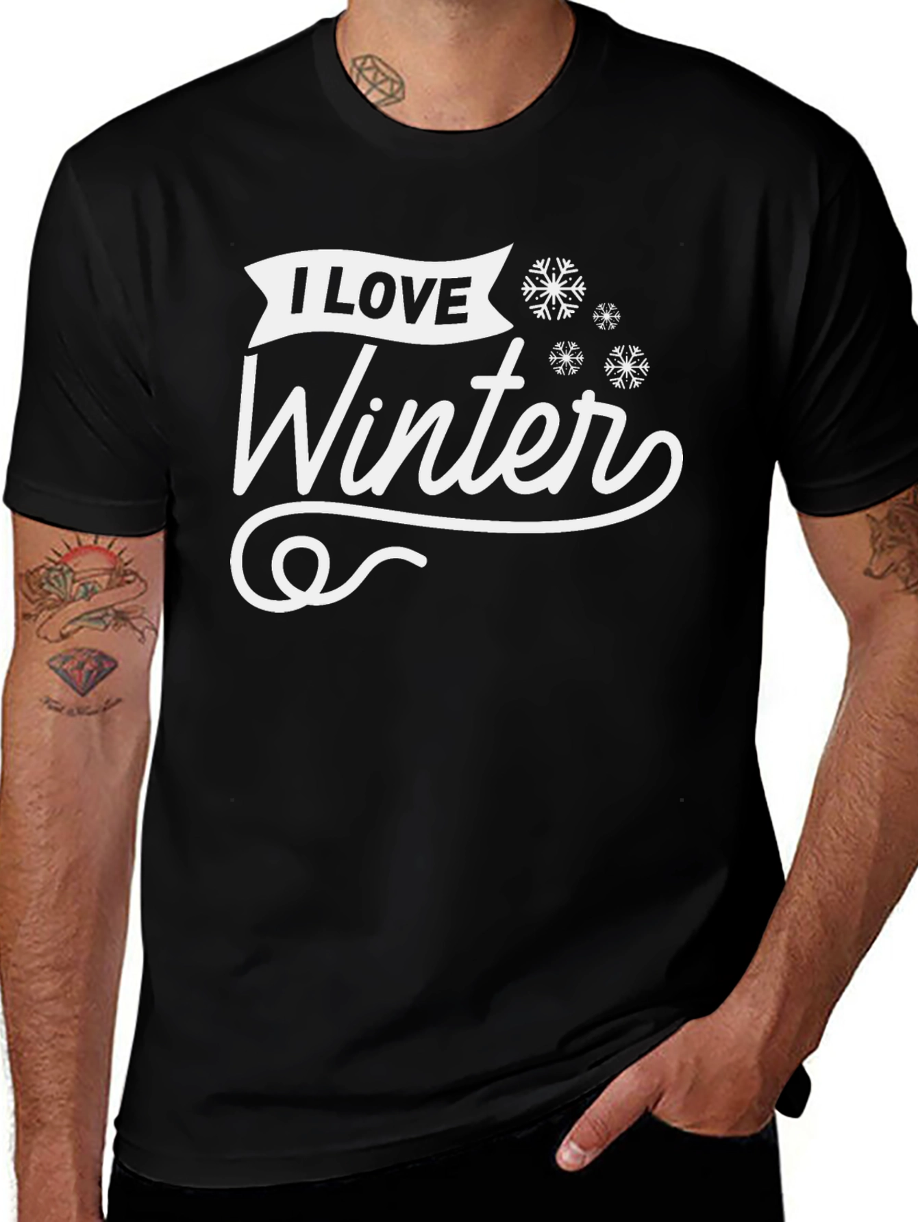 I Love Winter Black T-Shirt