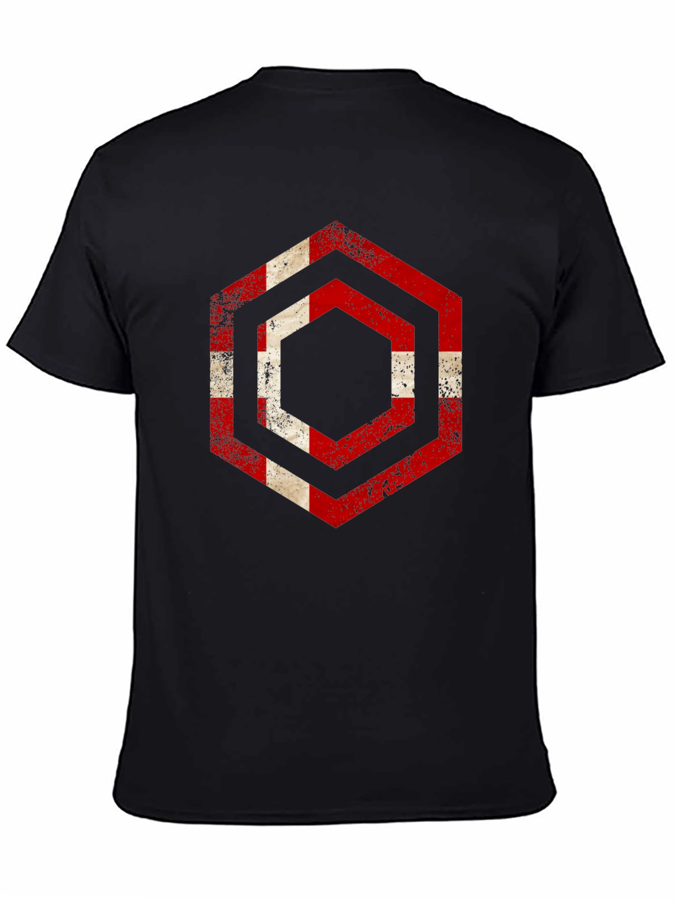 Distressed Denmark Flag Hexagon T-Shirt