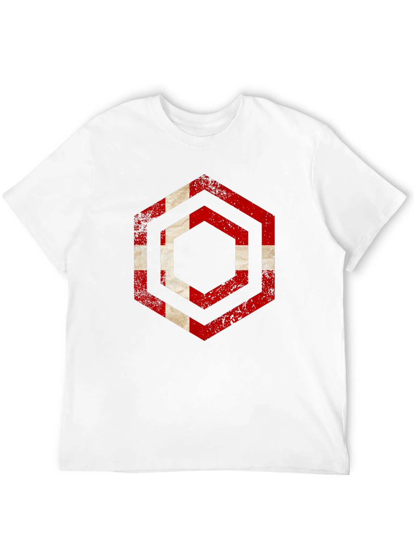 Distressed Denmark Flag Hexagon T-Shirt