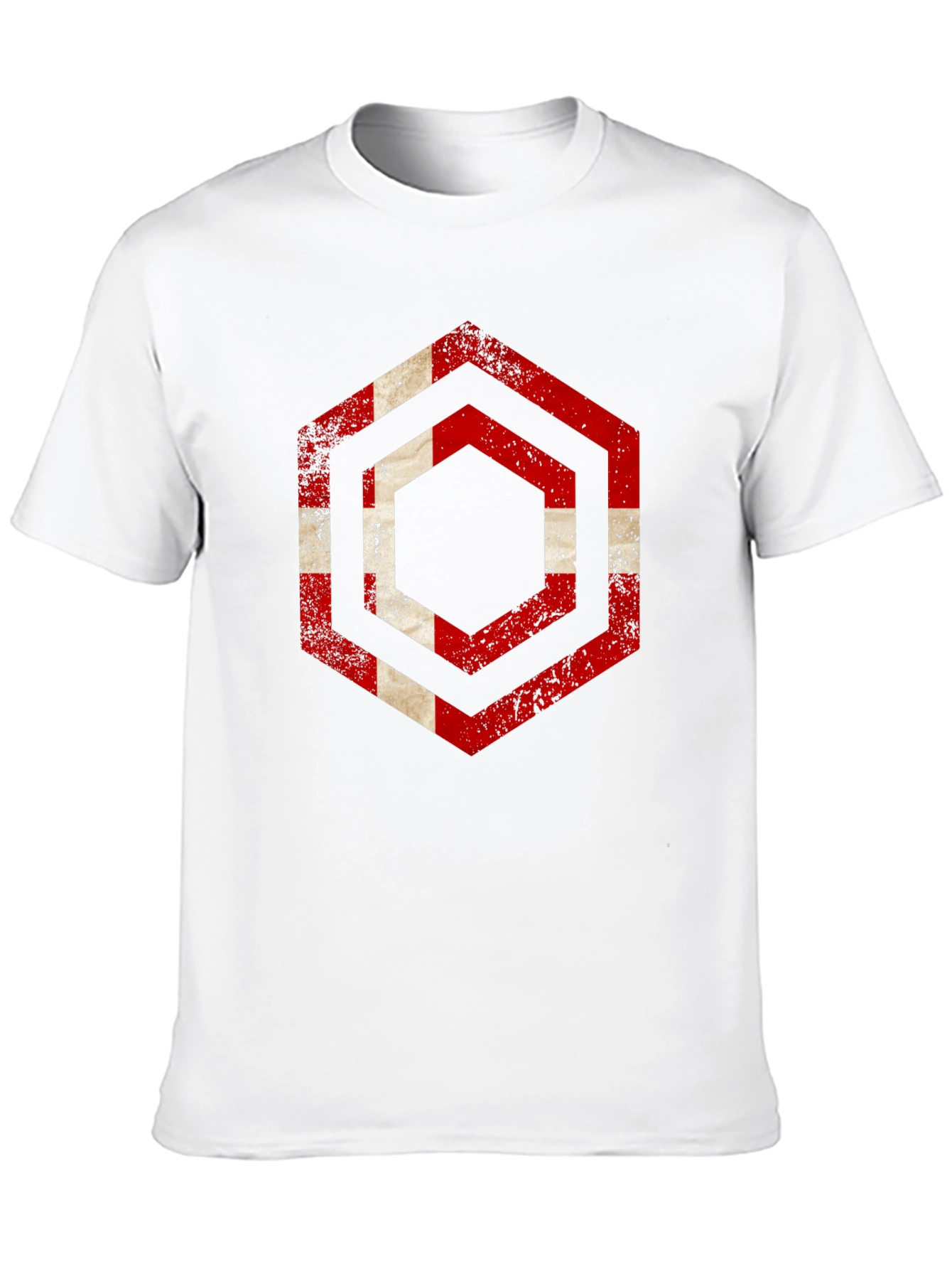 Distressed Denmark Flag Hexagon T-Shirt