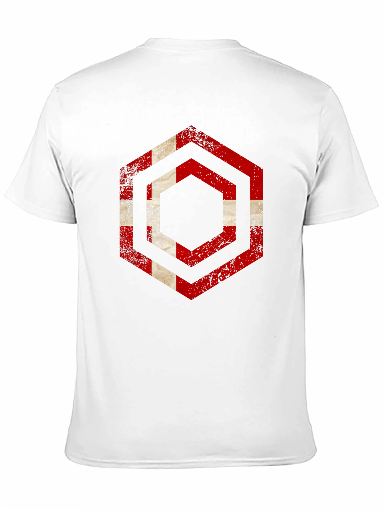 Distressed Denmark Flag Hexagon T-Shirt