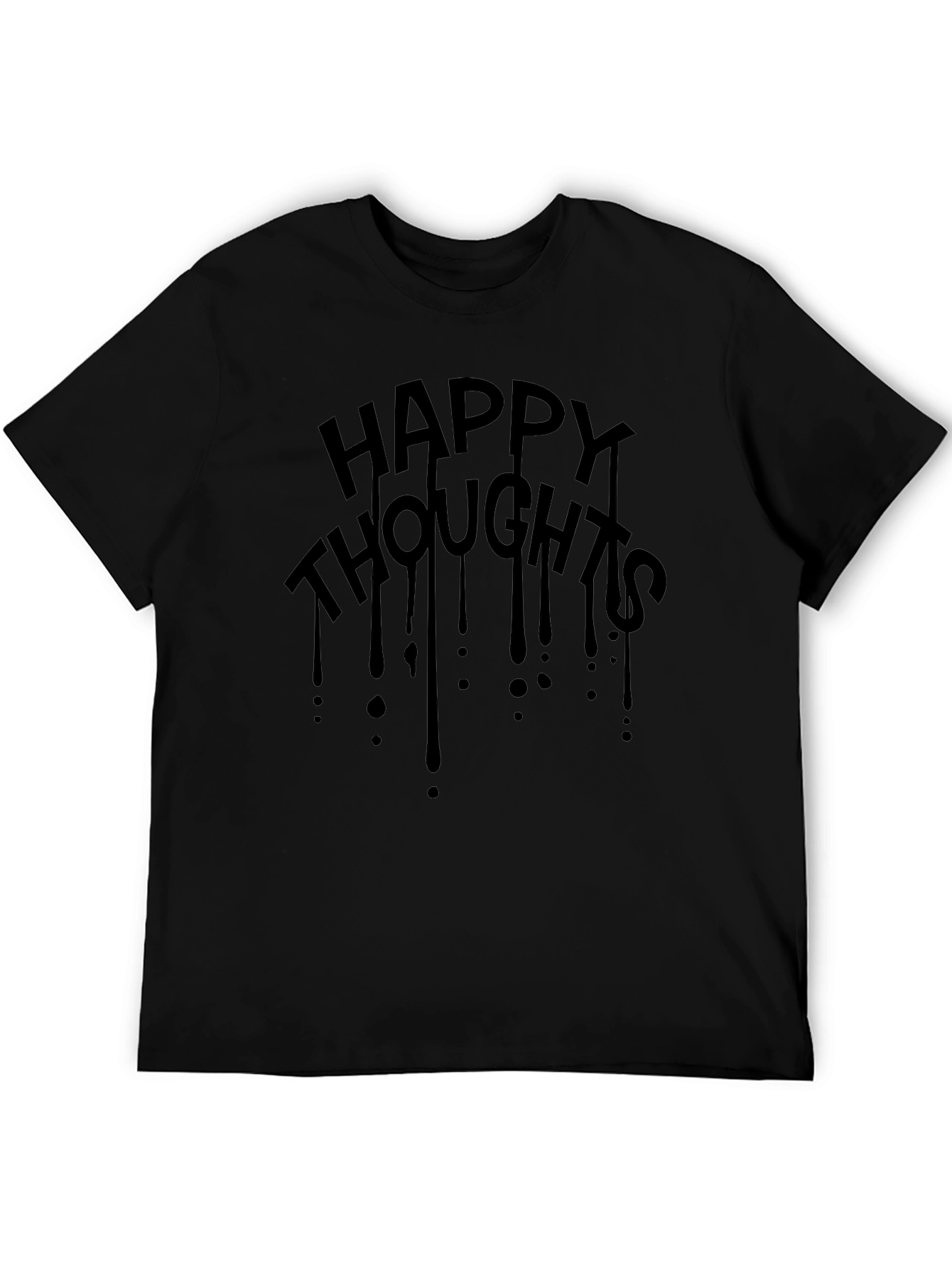 Happy Thoughts Drip Graphic Tee - Black