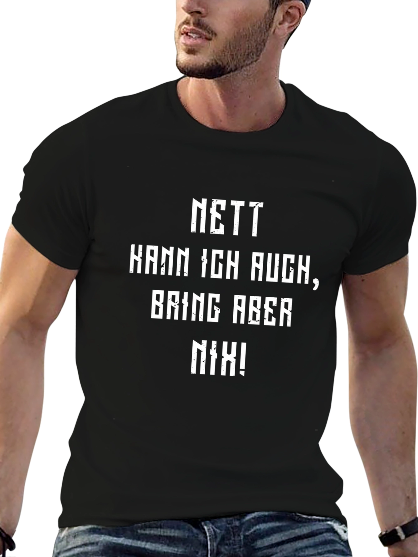 Nett Kann Ich Auch Mens Black Graphic T-Shirt