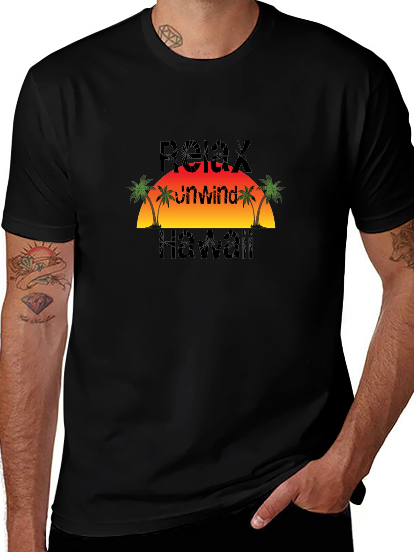 Relax Unwind Hawaii Black T-Shirt