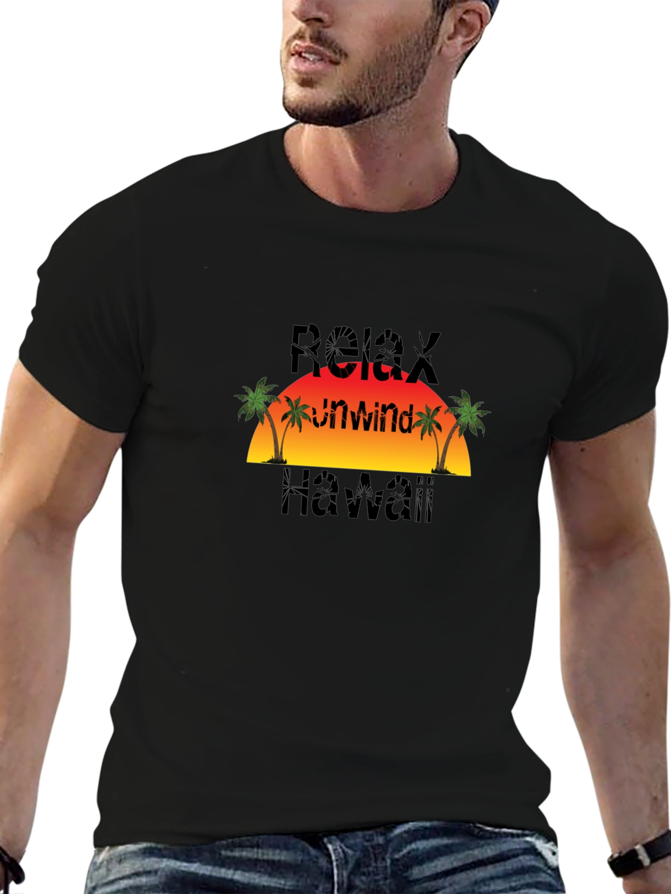 Relax Unwind Hawaii Black T-Shirt